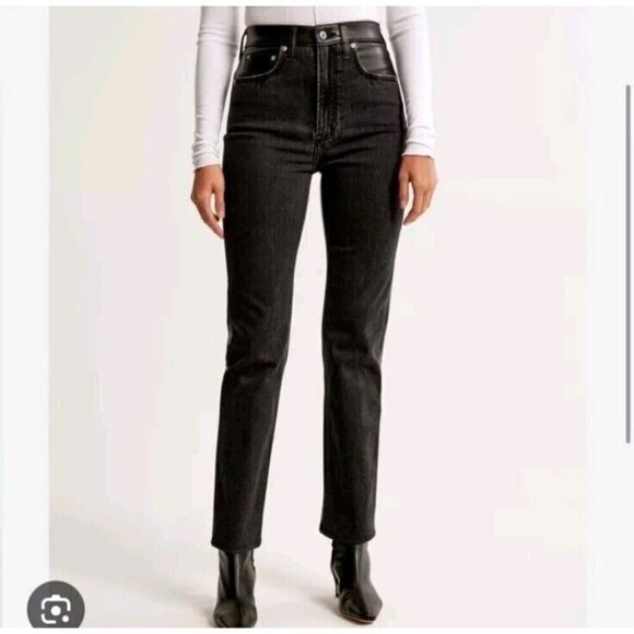 Abercrombie & Fitch A&F The '90s Relaxed Jean Black High Rise Size 36/22 Long - Picture 1 of 12